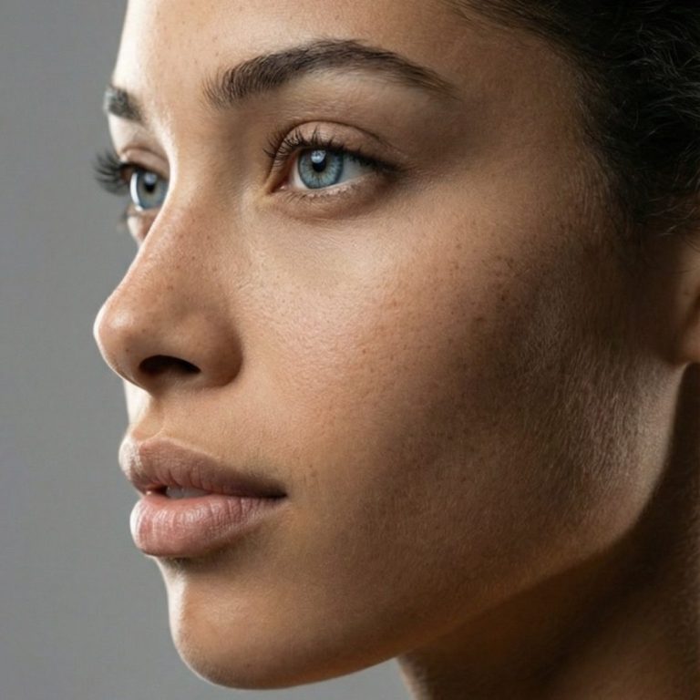 Detailaufnahme eines virtuellen Influencers für digitales Branding, Content Creation und Social Media Marketing